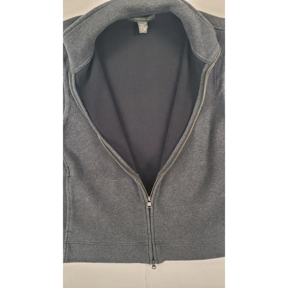 Banana Republic Mens XL Gray Full Zip Fleece Vest Mock Neck